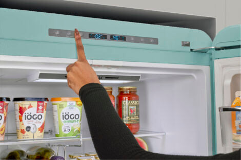 Réfrigérateur électrique à congélateur dans le bas de 18 pi³ - Turquoise brume marine