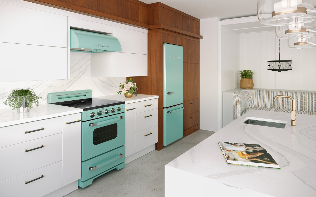 Unique 30' Classic Retro Ocean Mist Turquoise Electric Glass top Range
