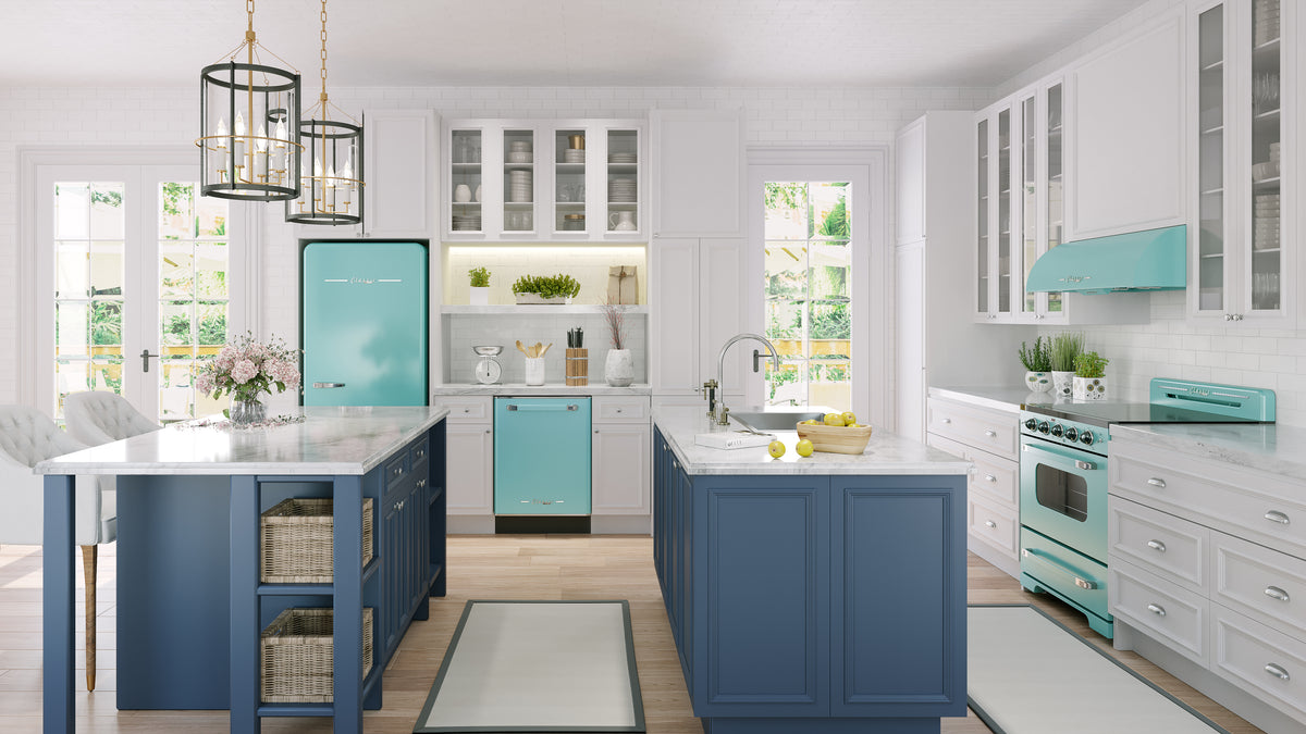 Unique 30' Classic Retro Ocean Mist Turquoise Electric Glass top Range