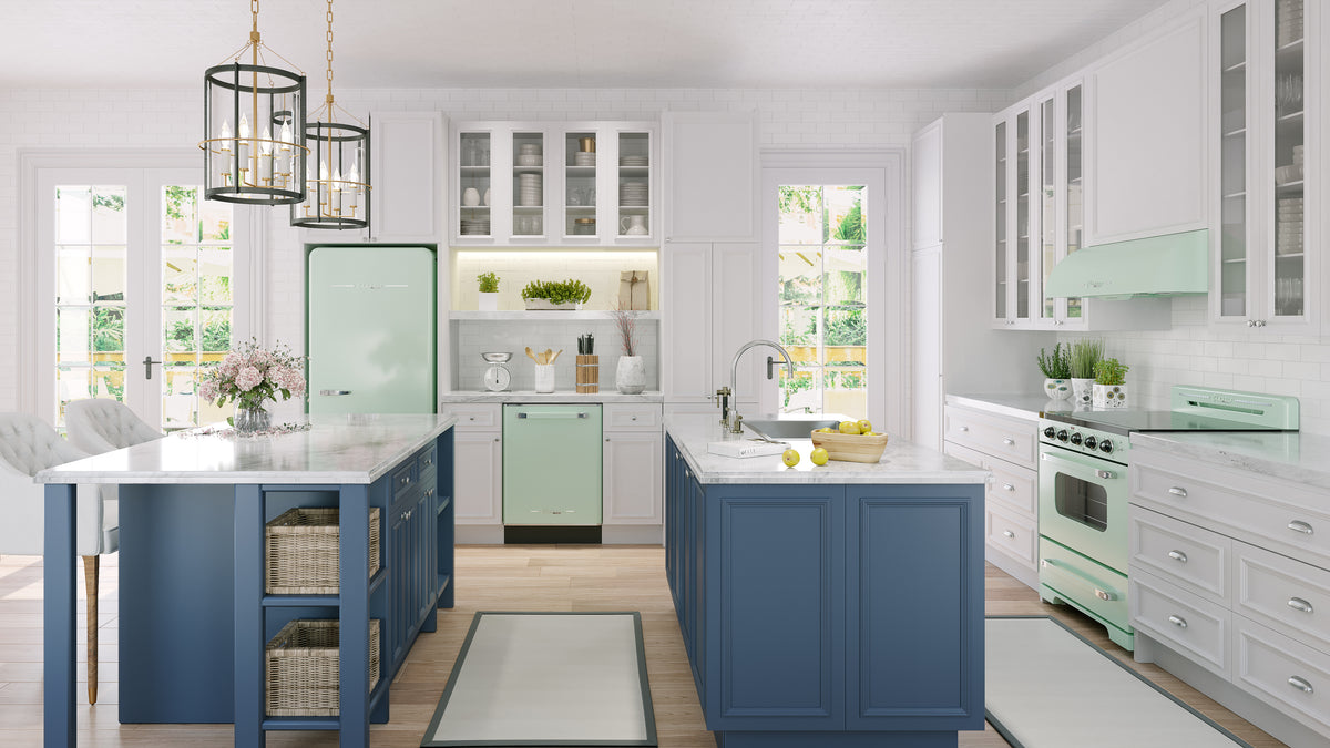 Classic Retro 30 in 17.7 cu. ft. Frost Free Retro Bottom Freezer Refrigerator in Summer Mint Green, ENERGY STAR