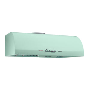 Classic Retro 24-inch 500 CFM Ducted Under Cabinet Range Hood with LED Lighting in Summer Mint Green