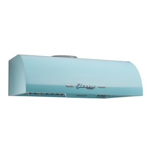 Classic Retro 24-inch 500 CFM Ducted Under Cabinet Range Hood with LED Lighting in Ocean Mist Turquoise
