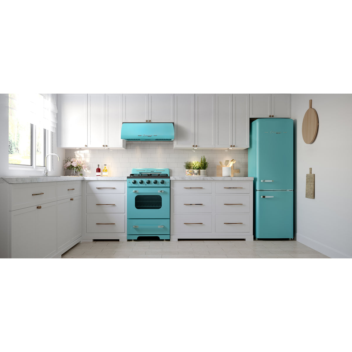 Hotte sous armoire Classic Rétro avec éclairage à DEL, 24 po, 500 pi³/min, Ocean Mist Turqouise