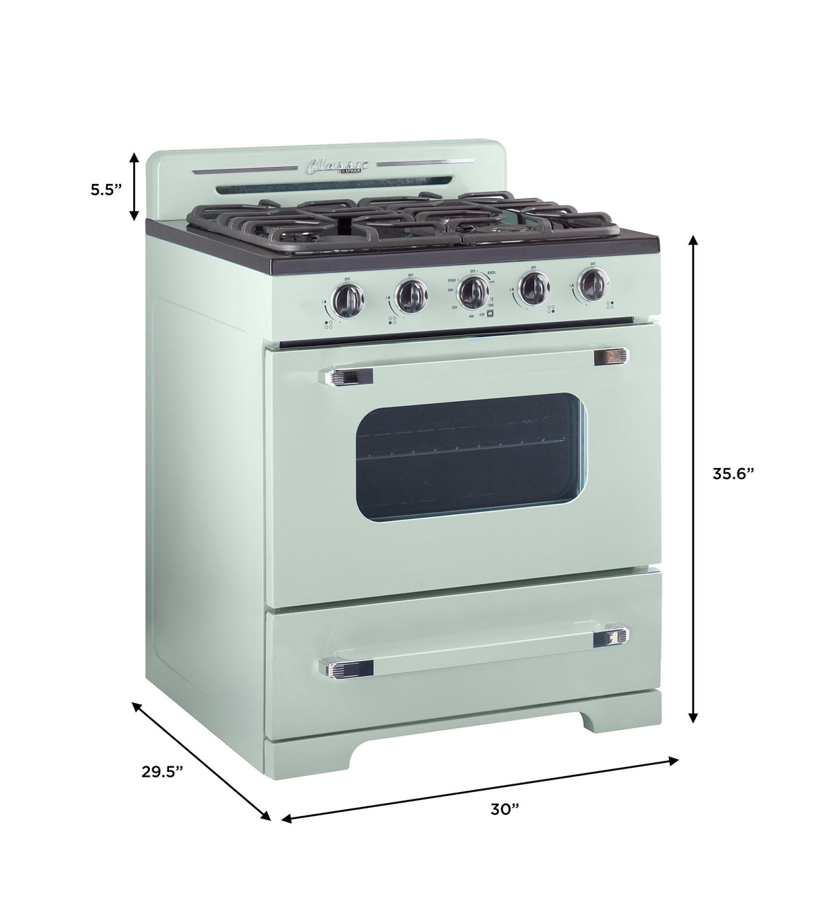 Unique 30 inches Classic Retro Summer Mint Green Offgrid Range with Large Power burner