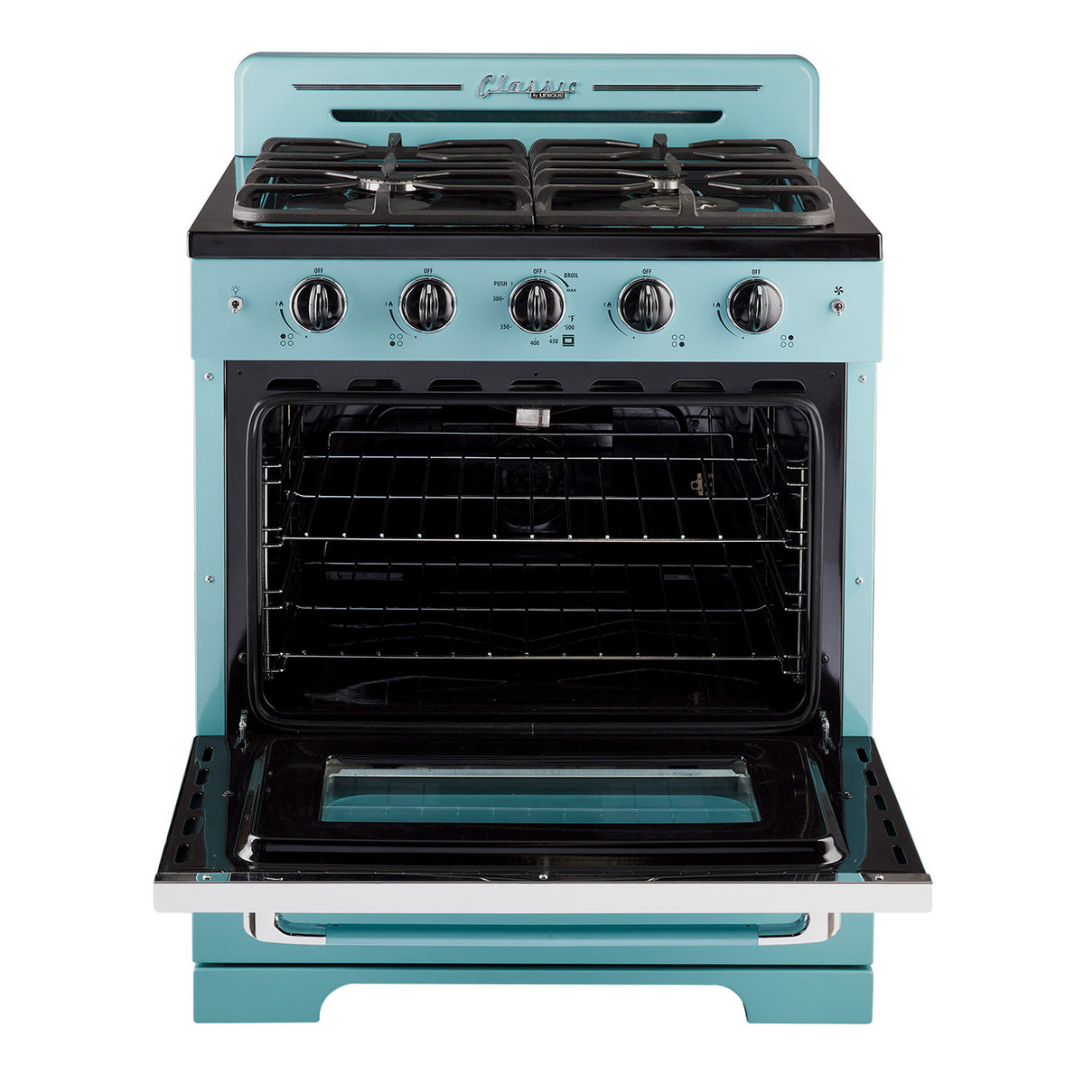Classic Retro 30 -inch Free-Standing Gas Range with Convection Oven in Ocean Mist Turquoise