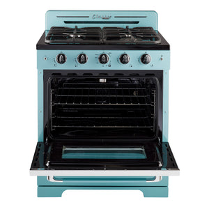 Classic Retro 30 -inch Free-Standing Gas Range with Convection Oven in Ocean Mist Turquoise