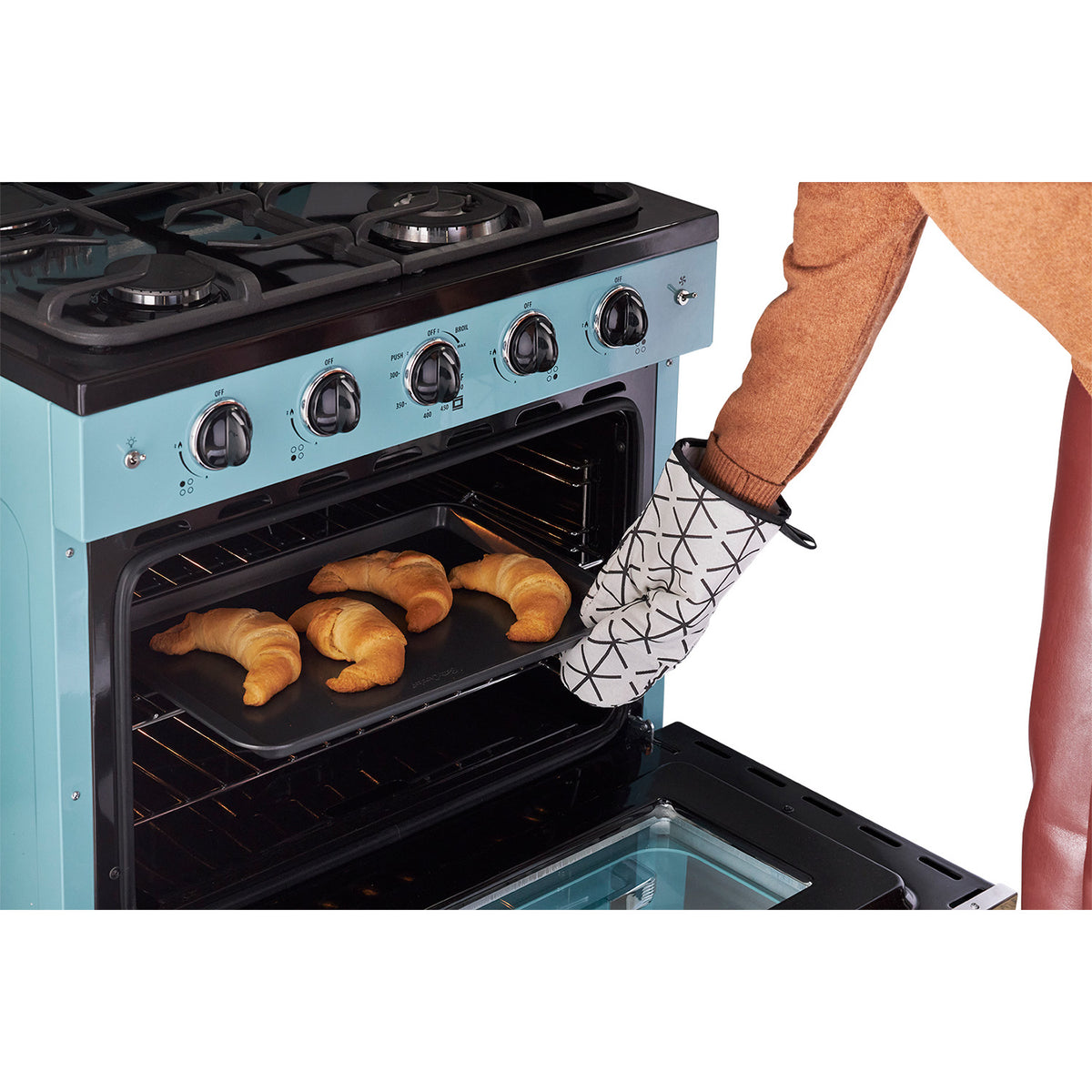 Classic Retro 30 -inch Free-Standing Gas Range with Convection Oven in Ocean Mist Turquoise