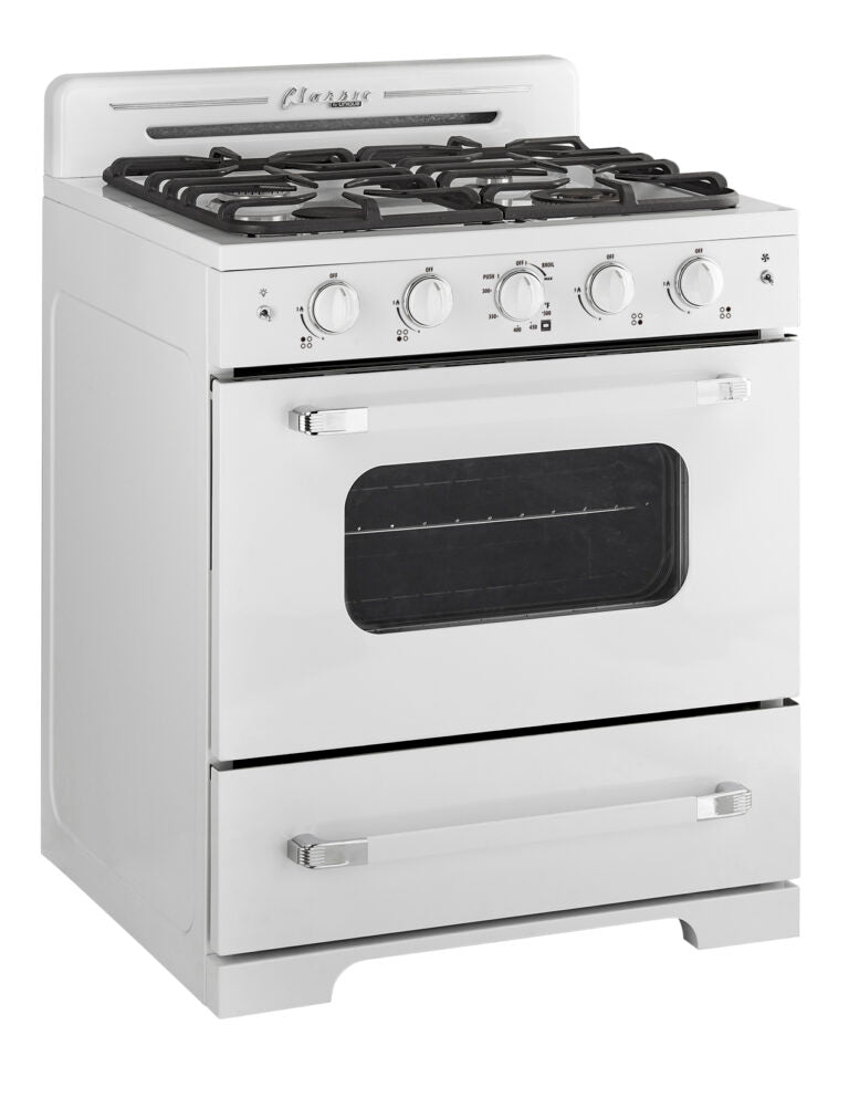 Classic Retro 30 in. 3.9 cu. ft. Retro Gas Range with Convection Oven in Marshmallow White