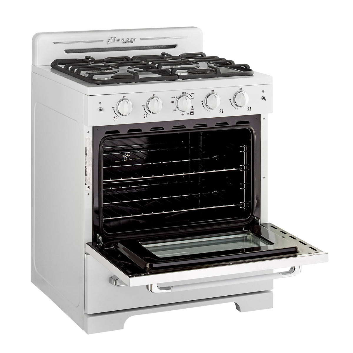 Classic Retro 30 -inch Free-Standing Gas Range with Convection Oven in Marshmallow White