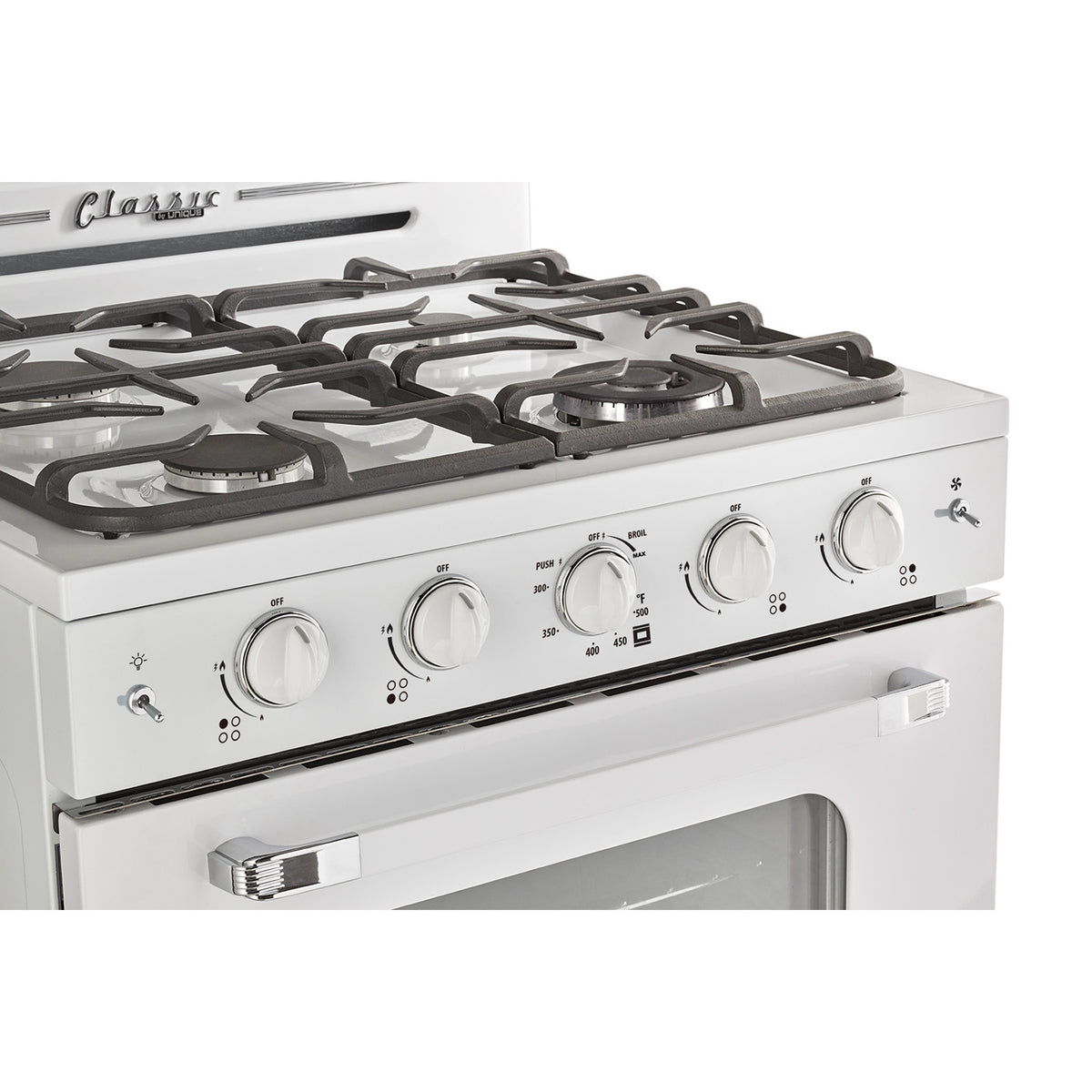 Classic Retro 30 -inch Free-Standing Gas Range with Convection Oven in Marshmallow White