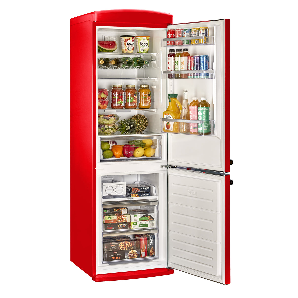 Classic Retro 12 cu. ft. Bottom Freezer Refrigerator in Candy Apple Red