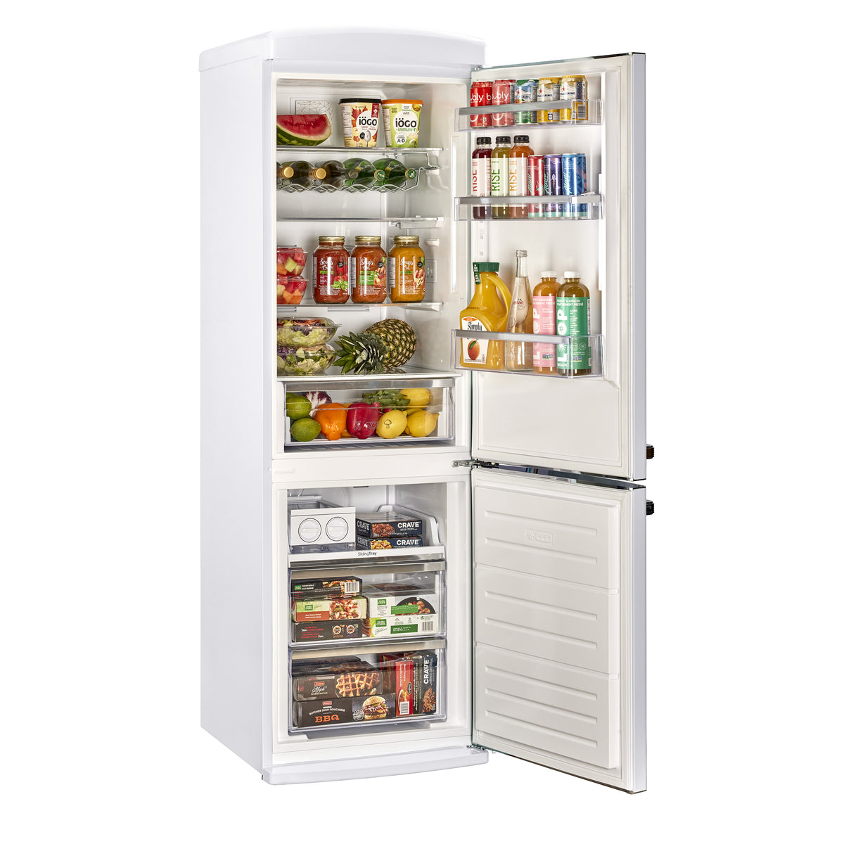Réfrigérateur à congélateur inférieur sans givre ENERGY STAR Classic Rétro, 24 po, 11,7 pi3, blanc