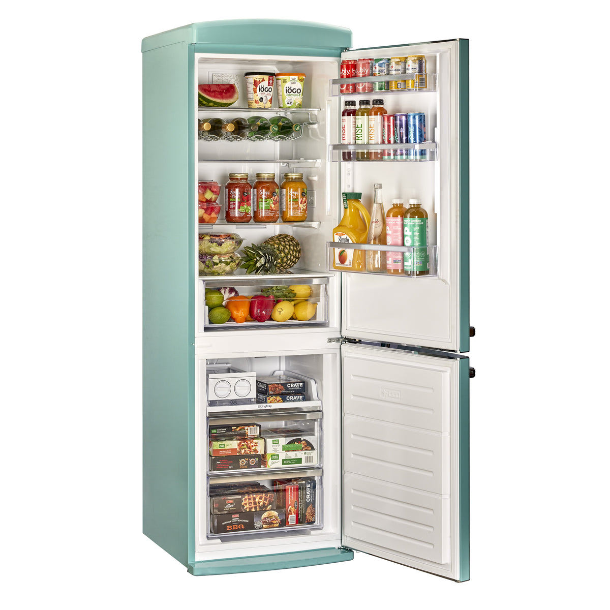 Réfrigérateur à congélateur inférieur sans givre ENERGY STAR Classic Rétro, 24 po, 11,7 pi3, turquoise