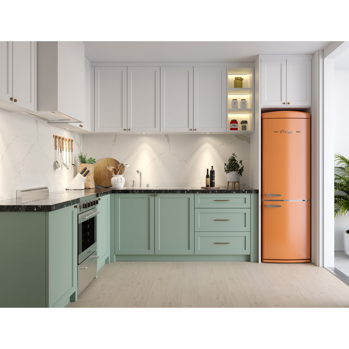 Classic Retro 12 cu. ft. Bottom Freezer Refrigerator in Creamsicle Orange