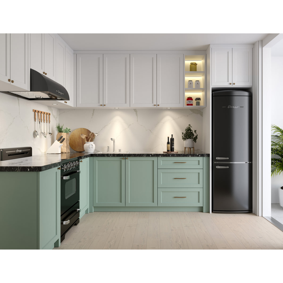 Classic Retro 12 cu. ft. Bottom Freezer Refrigerator in Midnight Black