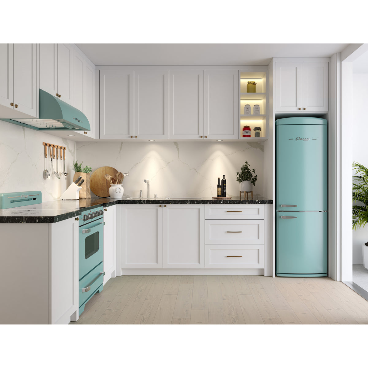 Réfrigérateur à congélateur inférieur sans givre ENERGY STAR Classic Rétro, 24 po, 11,7 pi3, turquoise