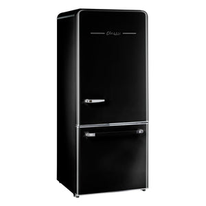 Classic Retro 30 in 17.7 cu. ft. Frost Free Retro Bottom Freezer Refrigerator in Midnight Black, ENERGY STAR