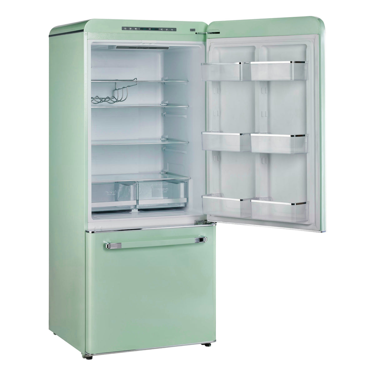 Classic Retro 30 in 17.7 cu. ft. Frost Free Retro Bottom Freezer Refrigerator in Summer Mint Green, ENERGY STAR