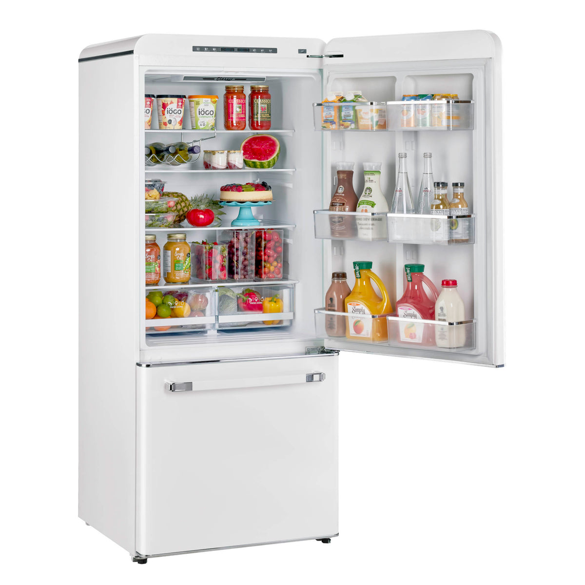 Classic Retro 30 in 17.7 cu. ft. Frost Free Retro Bottom Freezer Refrigerator in Marshmallow White, ENERGY STAR