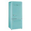 Classic Retro 30 in 17.7 cu. ft. Frost Free Retro Bottom Freezer Refrigerator in Ocean Mist Turquoise, ENERGY STAR