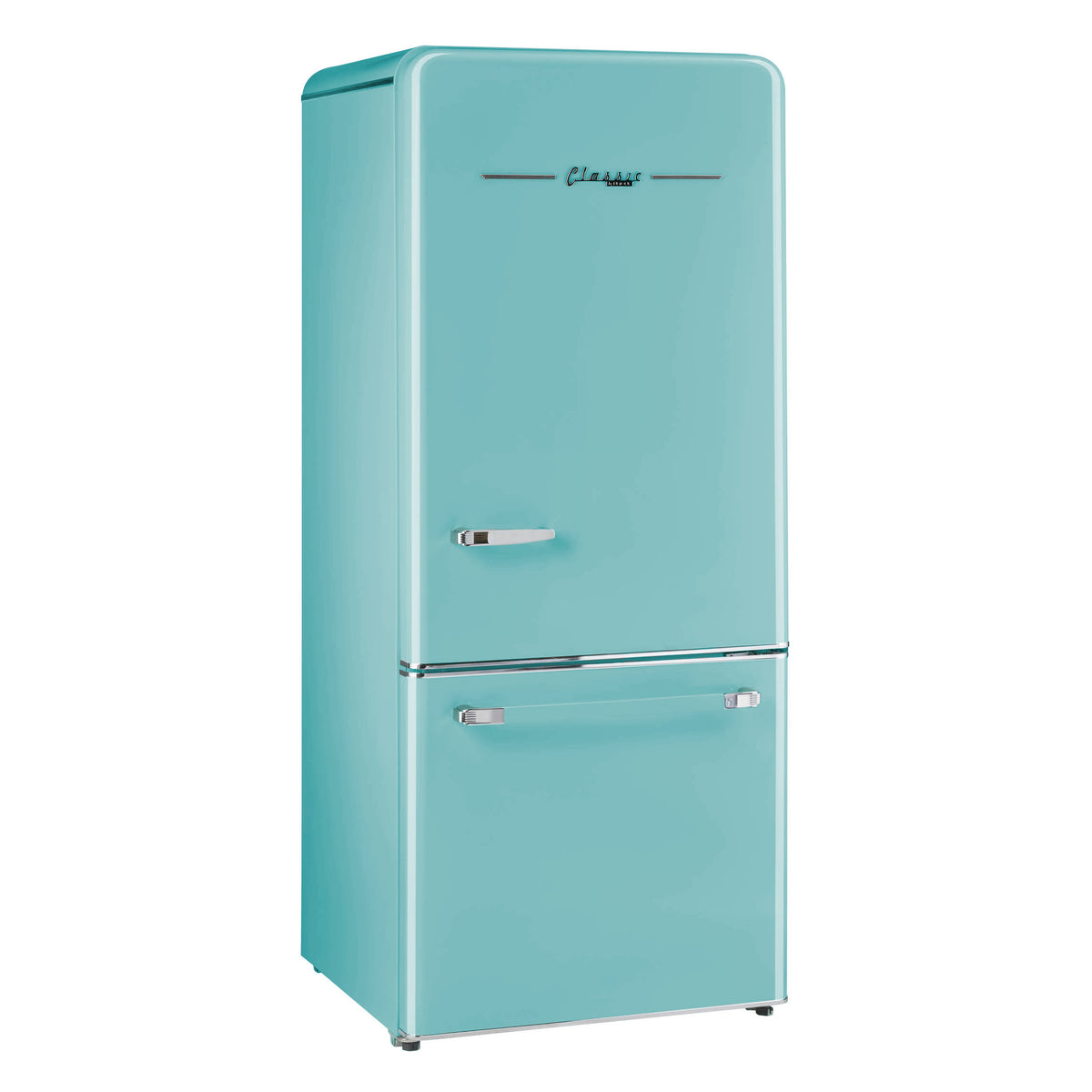 Classic Retro 30 in 17.7 cu. ft. Frost Free Retro Bottom Freezer Refrigerator in Ocean Mist Turquoise, ENERGY STAR