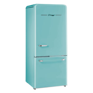 Classic Retro 30 in 17.7 cu. ft. Frost Free Retro Bottom Freezer Refrigerator in Ocean Mist Turquoise, ENERGY STAR