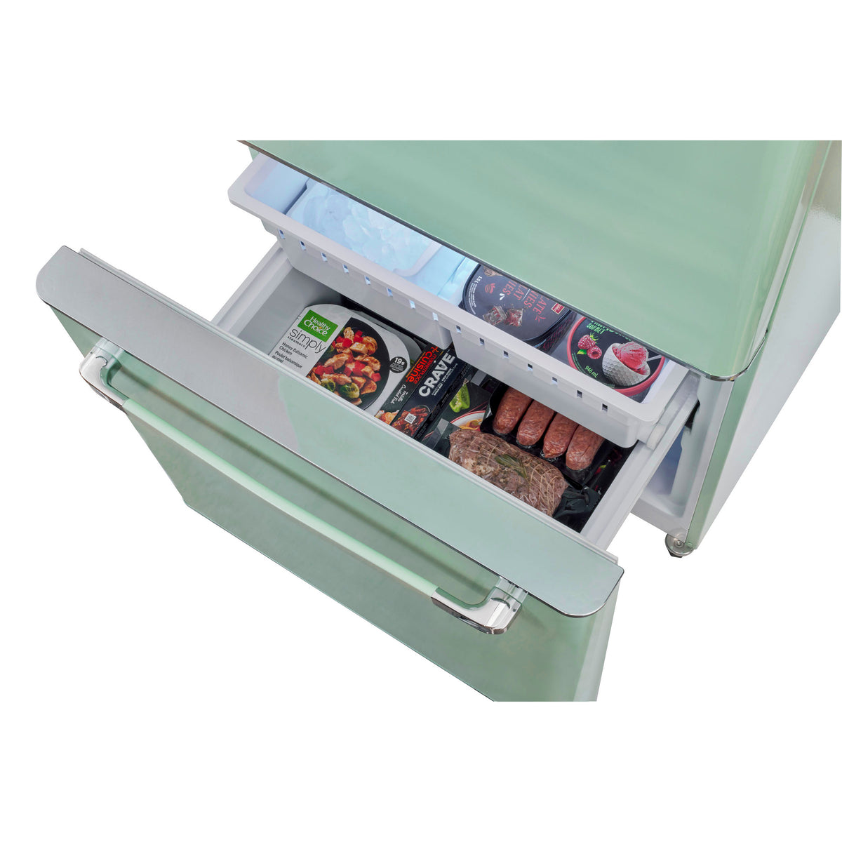 Classic Retro 30 in 17.7 cu. ft. Frost Free Retro Bottom Freezer Refrigerator in Summer Mint Green, ENERGY STAR