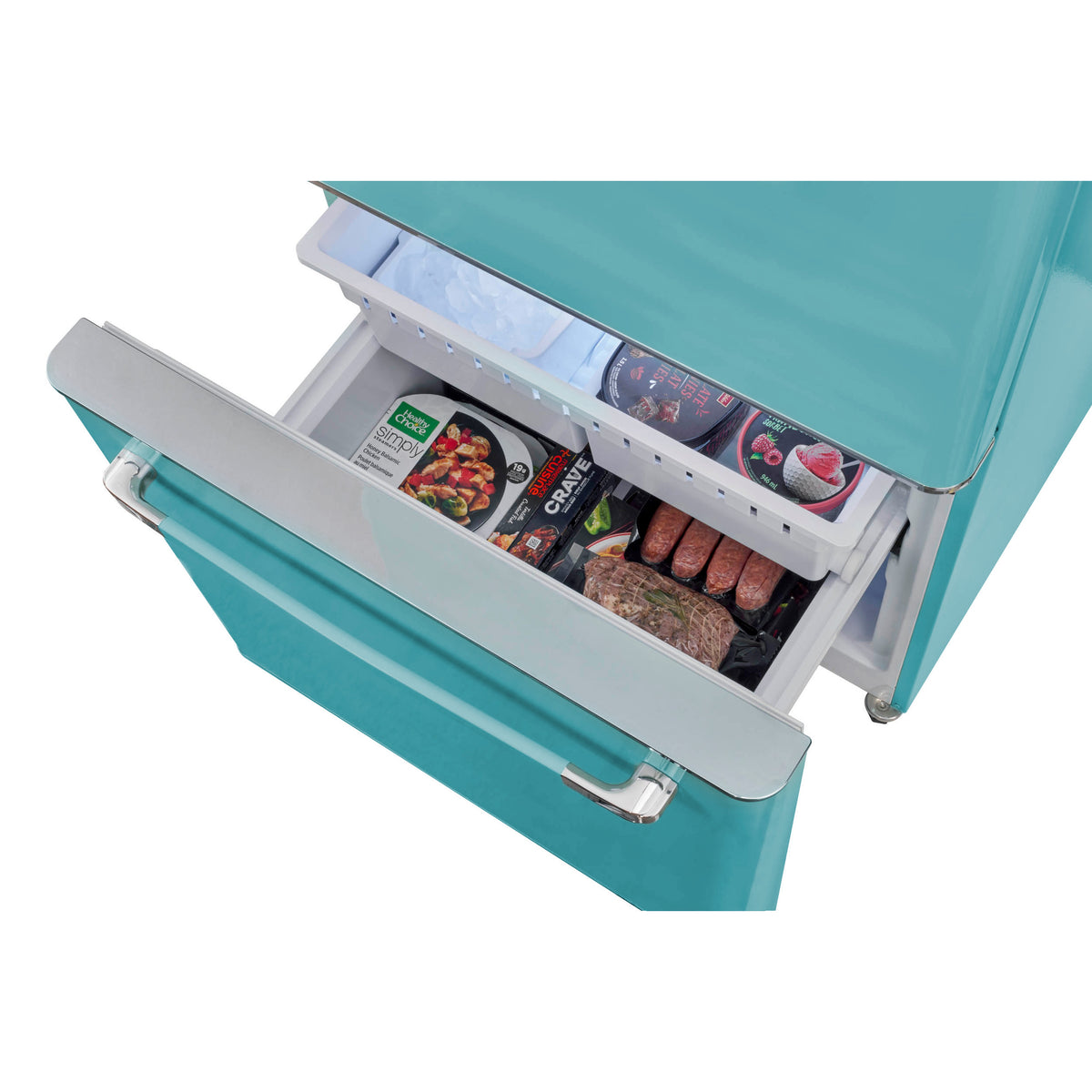Classic Retro 30 in 17.7 cu. ft. Frost Free Retro Bottom Freezer Refrigerator in Ocean Mist Turquoise, ENERGY STAR