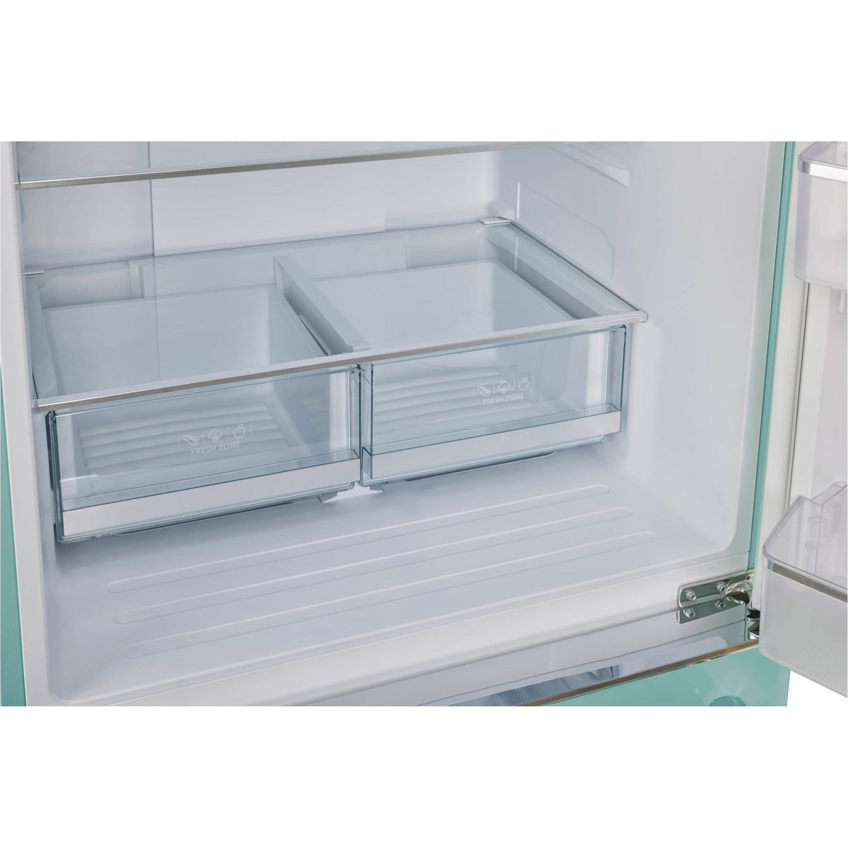 Classic Retro 30 in 17.7 cu. ft. Frost Free Retro Bottom Freezer Refrigerator in Ocean Mist Turquoise, ENERGY STAR