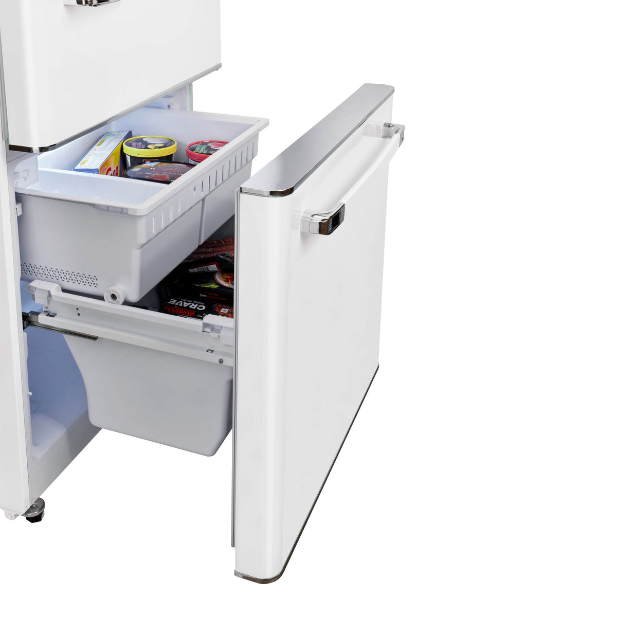 Classic Retro 30 in 17.7 cu. ft. Frost Free Retro Bottom Freezer Refrigerator in Marshmallow White, ENERGY STAR