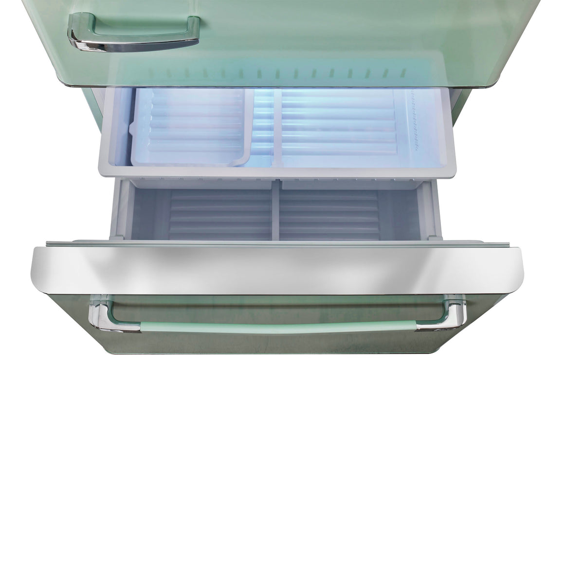 Classic Retro 30 in 17.7 cu. ft. Frost Free Retro Bottom Freezer Refrigerator in Summer Mint Green, ENERGY STAR