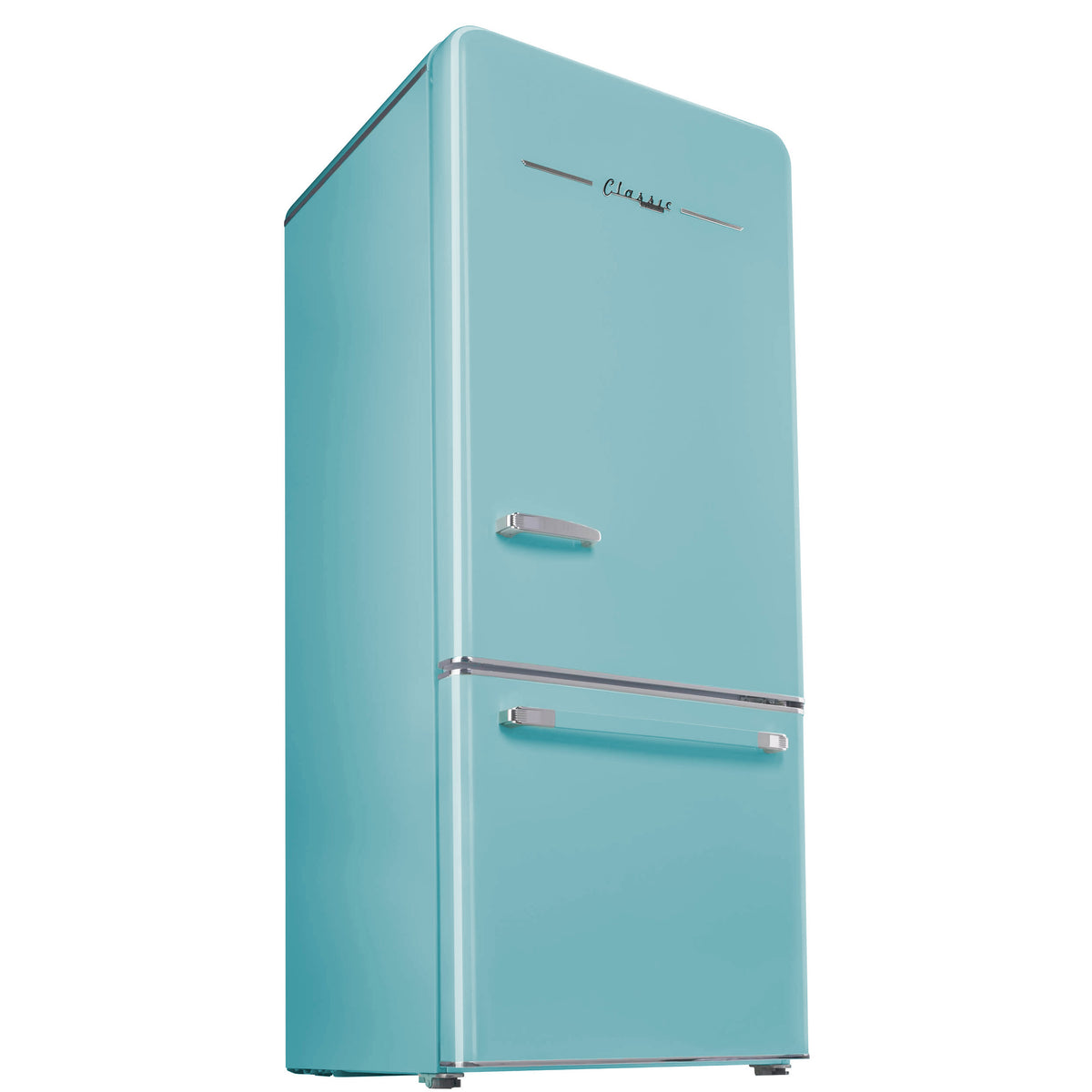 Classic Retro 30 in 17.7 cu. ft. Frost Free Retro Bottom Freezer Refrigerator in Ocean Mist Turquoise, ENERGY STAR