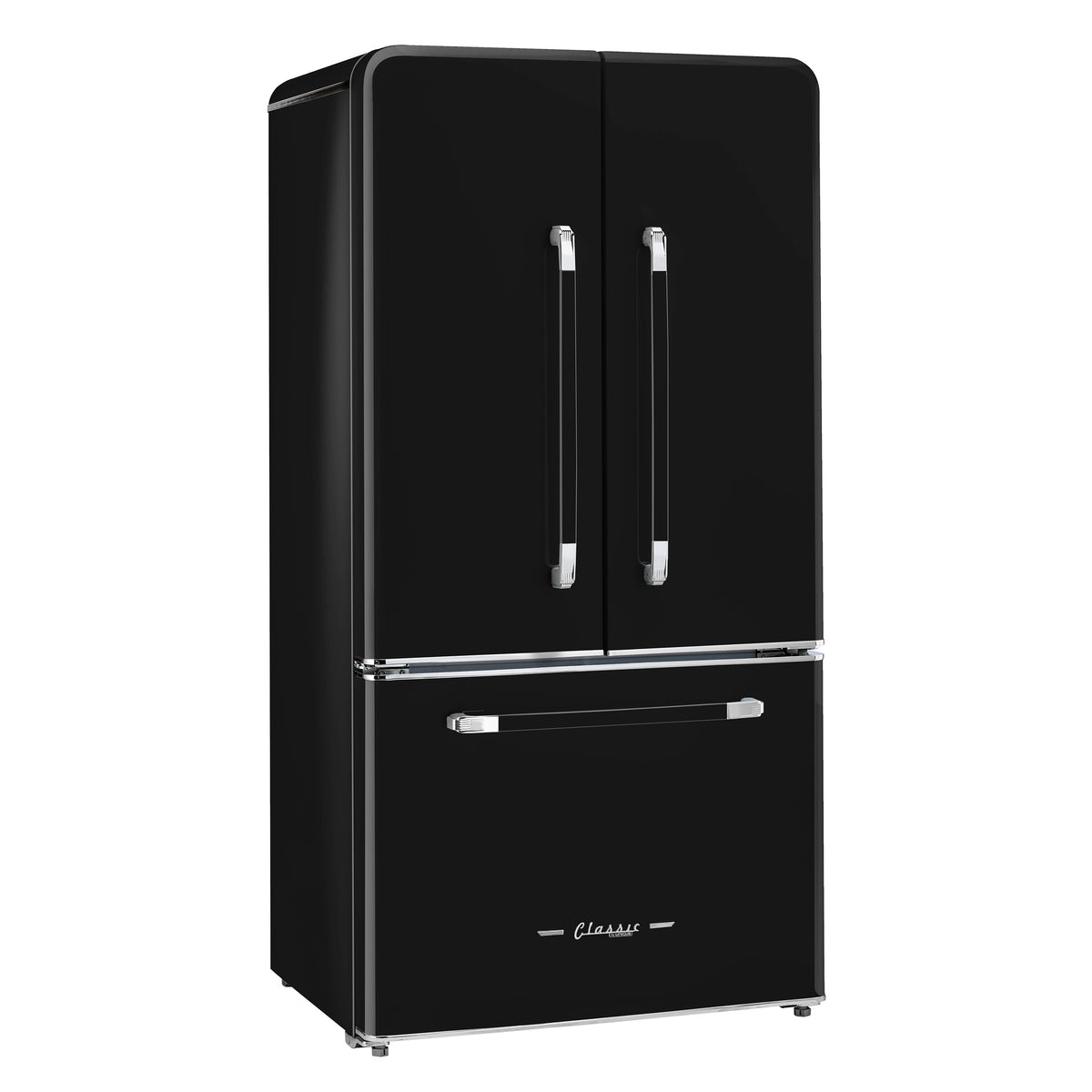 Classic Retro 36-inch 21.4 cu. ft. Frost Free French Door Counter Depth Refrigerator with Built-In Ice Maker in Midnight Black, ENERGY STAR®