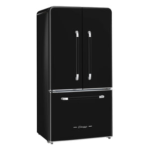 Classic Retro 36-inch 21.4 cu. ft. Frost Free French Door Counter Depth Refrigerator with Built-In Ice Maker in Midnight Black, ENERGY STAR®