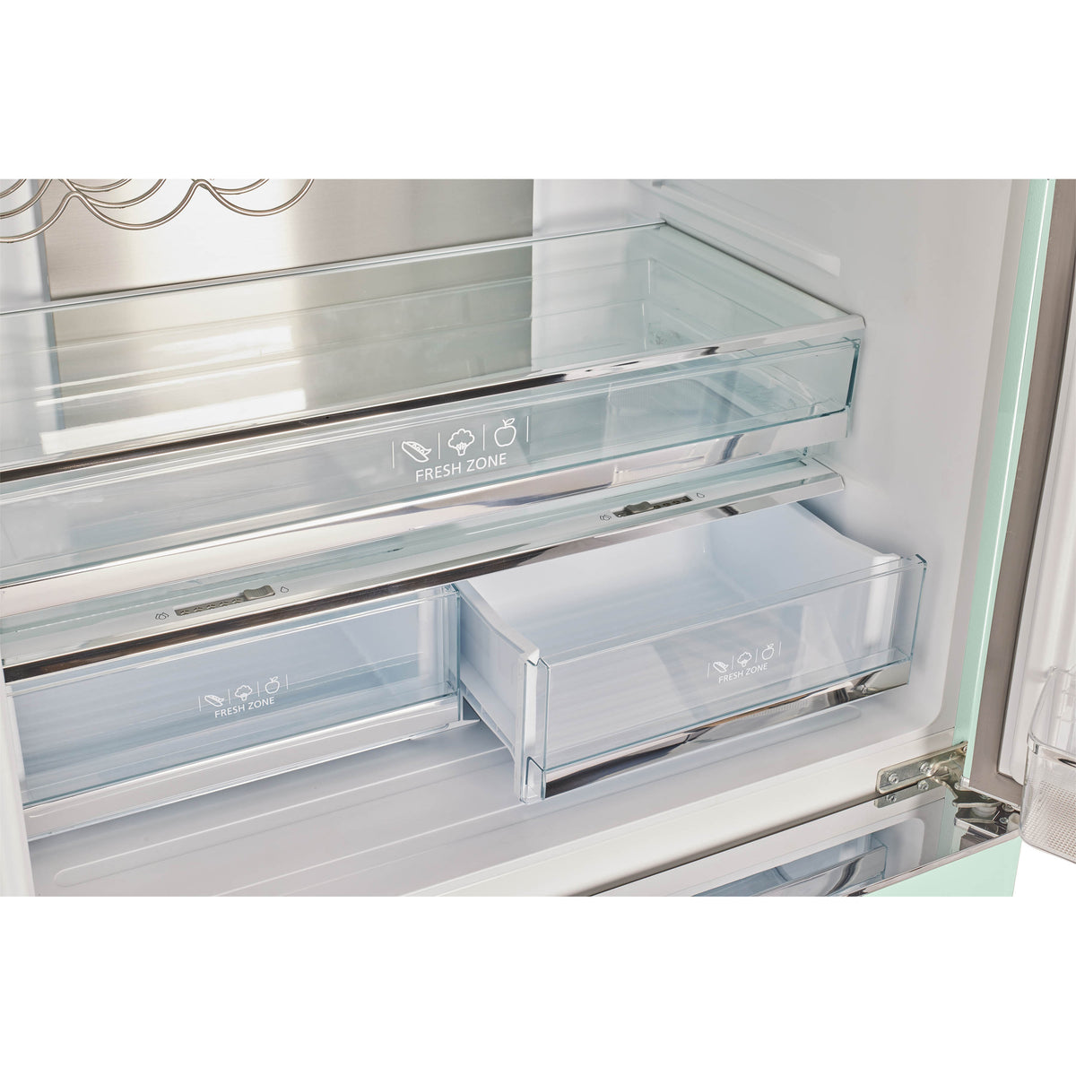 Classic Retro 36-inch 21.4 cu. ft. Frost Free French Door Counter Depth Refrigerator with Built-In Ice Maker in Summer Mint Green, ENERGY STAR®