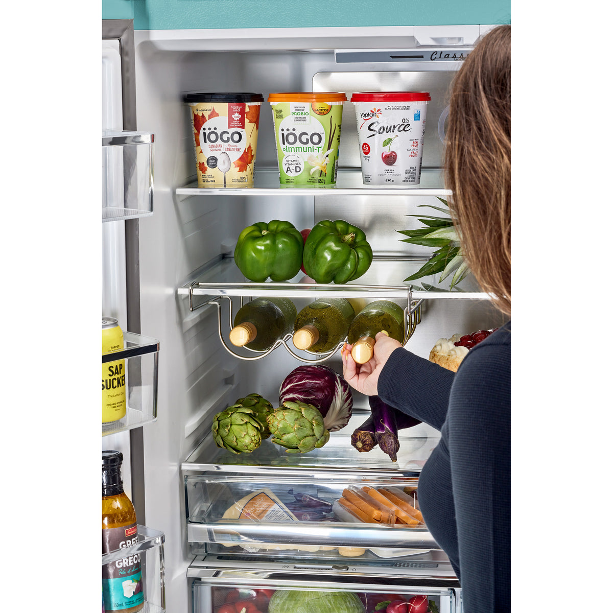 Classic Retro 36-inch 21.4 cu. ft. Frost Free French Door Counter Depth Refrigerator with Built-In Ice Maker in Ocean Mist Turquoise, ENERGY STAR®