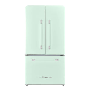 Classic Retro 36-inch 21.4 cu. ft. Frost Free French Door Counter Depth Refrigerator with Built-In Ice Maker in Summer Mint Green, ENERGY STAR®