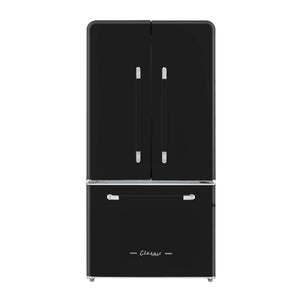 Classic Retro 36-inch 21.4 cu. ft. Frost Free French Door Counter Depth Refrigerator with Built-In Ice Maker in Midnight Black, ENERGY STAR®