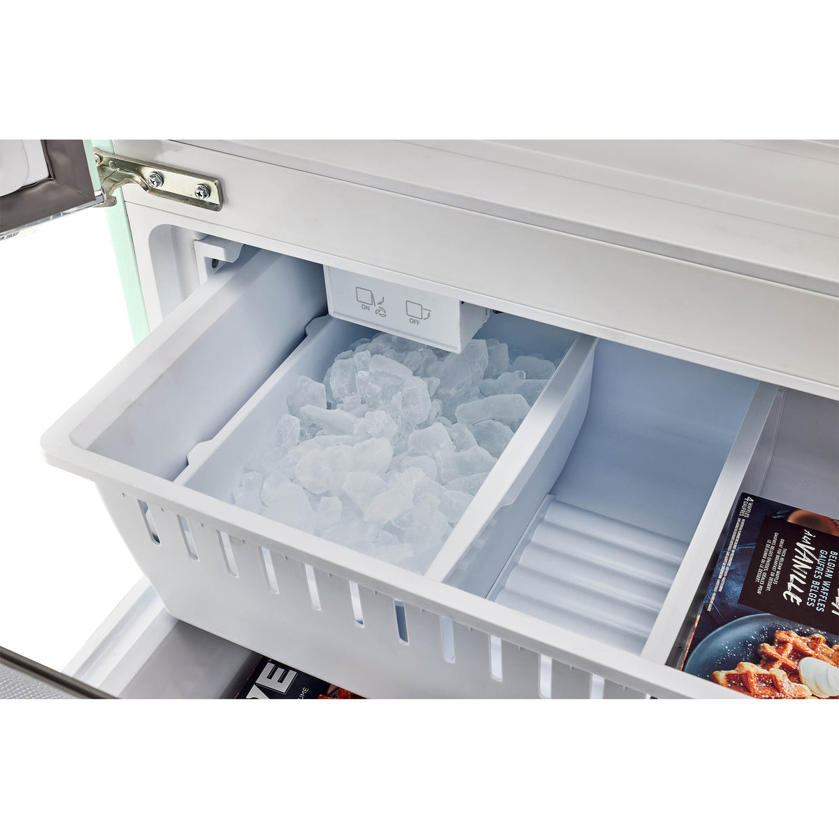 Classic Retro 36-inch 21.4 cu. ft. Frost Free French Door Counter Depth Refrigerator with Built-In Ice Maker in Summer Mint Green, ENERGY STAR®