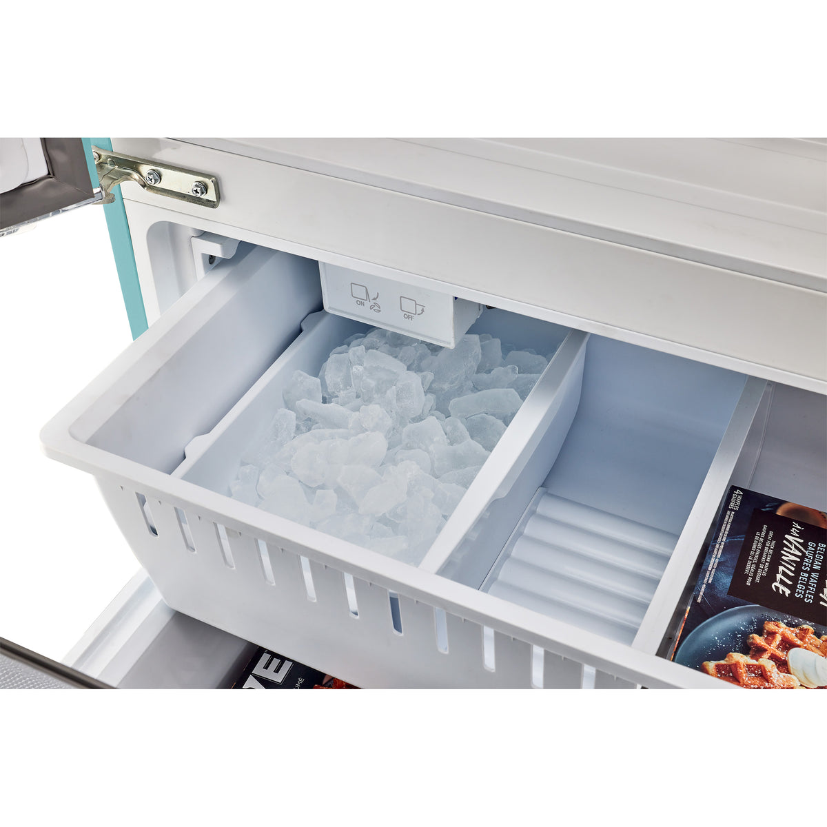 Classic Retro 36-inch 21.4 cu. ft. Frost Free French Door Counter Depth Refrigerator with Built-In Ice Maker in Ocean Mist Turquoise, ENERGY STAR®