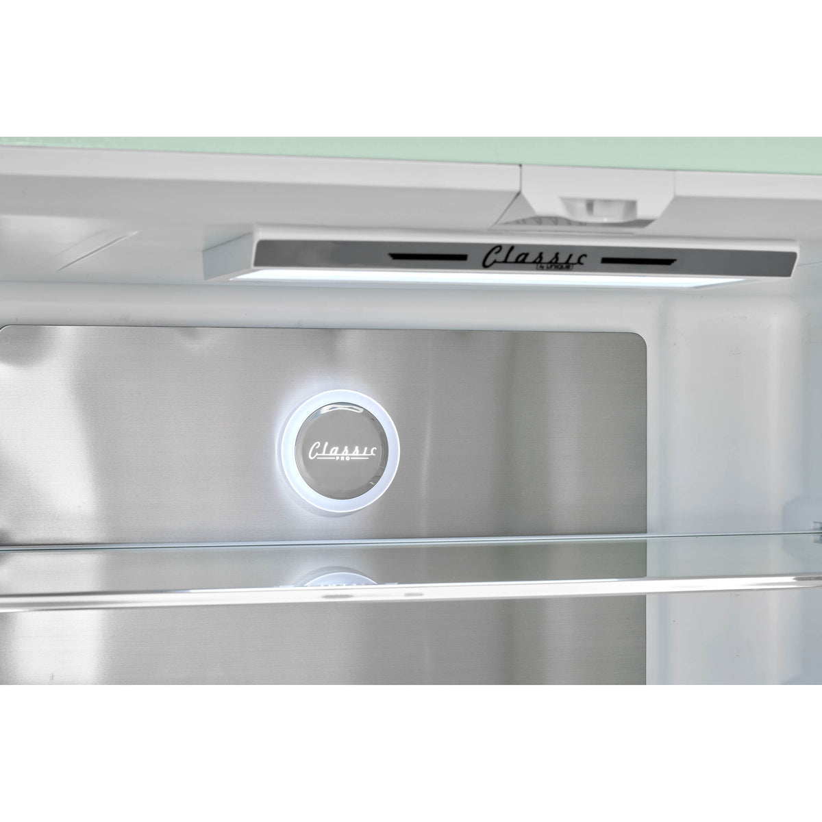 Classic Retro 36-inch 21.4 cu. ft. Frost Free French Door Counter Depth Refrigerator with Built-In Ice Maker in Summer Mint Green, ENERGY STAR®
