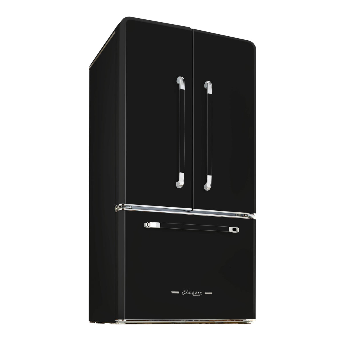 Classic Retro 36-inch 21.4 cu. ft. Frost Free French Door Counter Depth Refrigerator with Built-In Ice Maker in Midnight Black, ENERGY STAR®