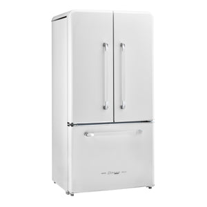 Classic Retro 36-inch 21.4 cu. ft. Frost Free French Door Counter Depth Refrigerator with Built-In Ice Maker in Marshmallow White - ENERGY STAR®