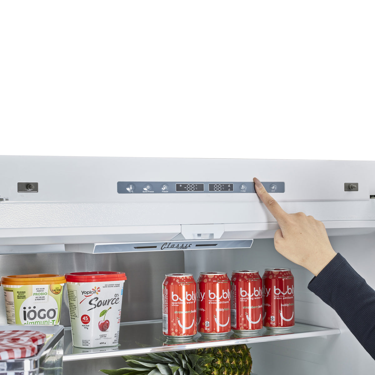 Classic Retro 36-inch 21.4 cu. ft. Frost Free French Door Counter Depth Refrigerator with Built-In Ice Maker in Marshmallow White - ENERGY STAR®
