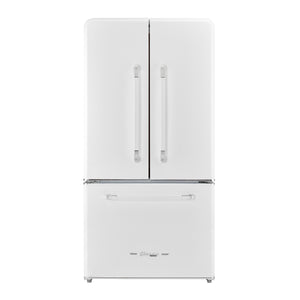Classic Retro 36-inch 21.4 cu. ft. Frost Free French Door Counter Depth Refrigerator with Built-In Ice Maker in Marshmallow White - ENERGY STAR®