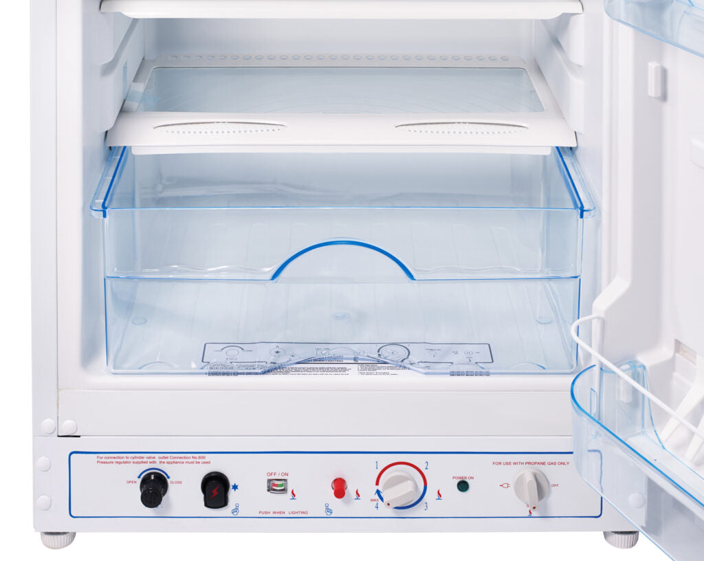 Unique 10 cu/ft White propane Refrigerator with CO alarming device