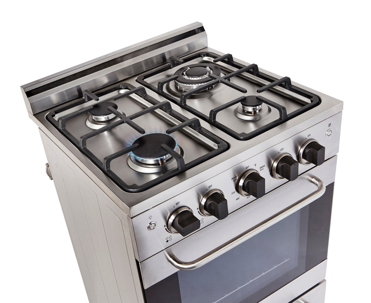 Unique Prestige 24' Stainless Steel Convection Gas Range, Electronic ignition