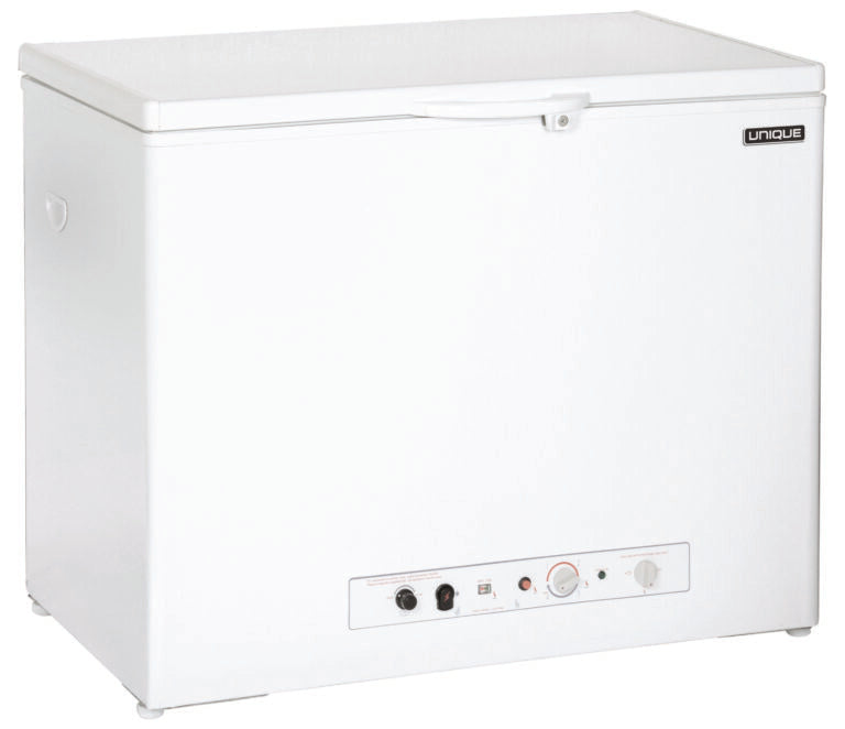 Unique 6 cu/ft White propane freezer with CO alarming device with safety shutoff
