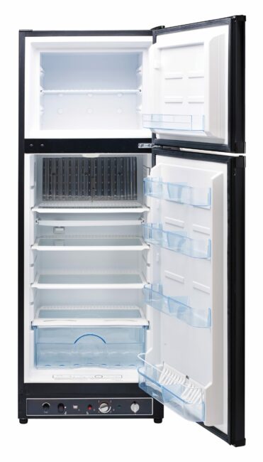 Unique 8 cu/ft Black propane Refrigerator with CO alarming device with safety shutoff