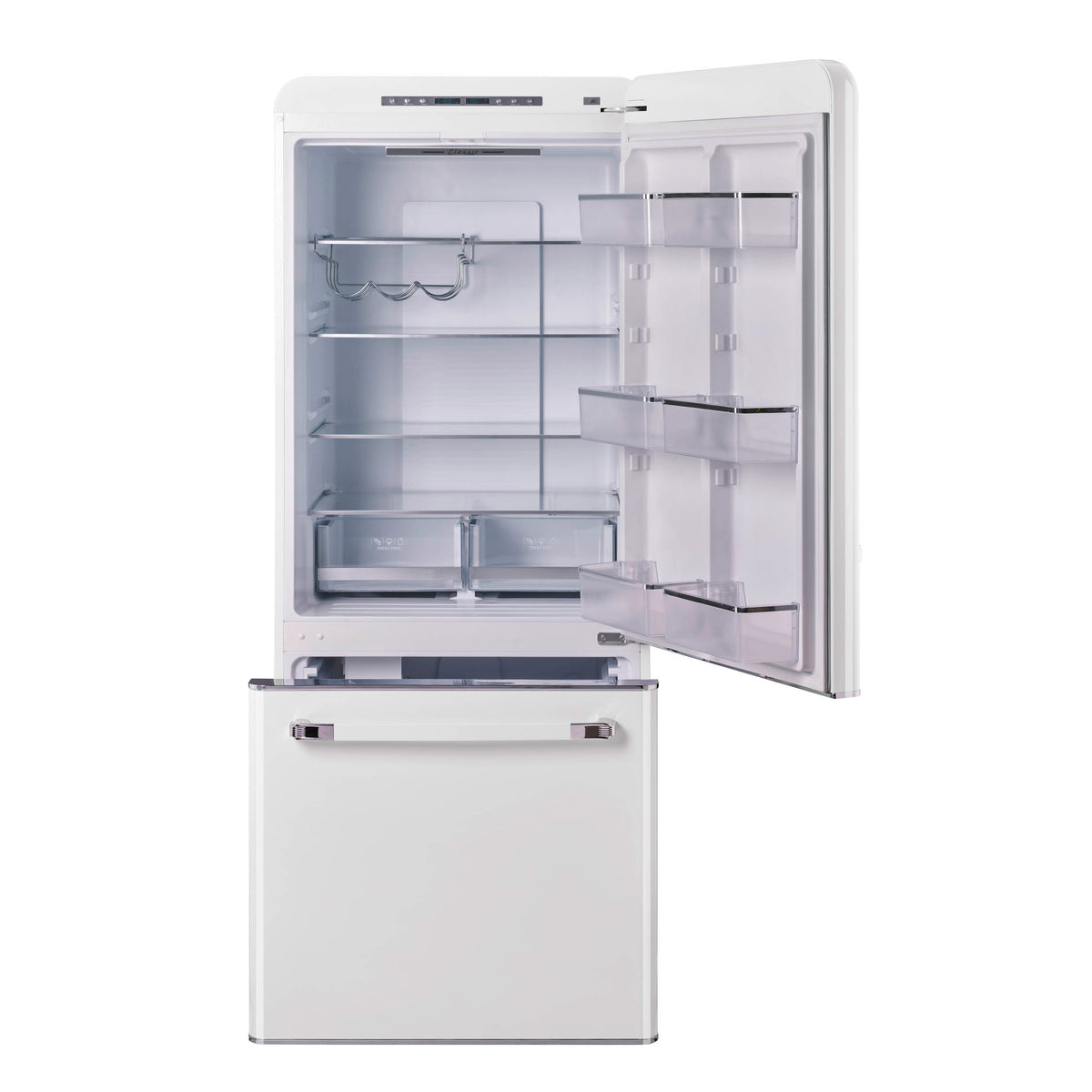 Classic Retro 30 in 17.7 cu. ft. Frost Free Retro Bottom Freezer Refrigerator in Marshmallow White, ENERGY STAR